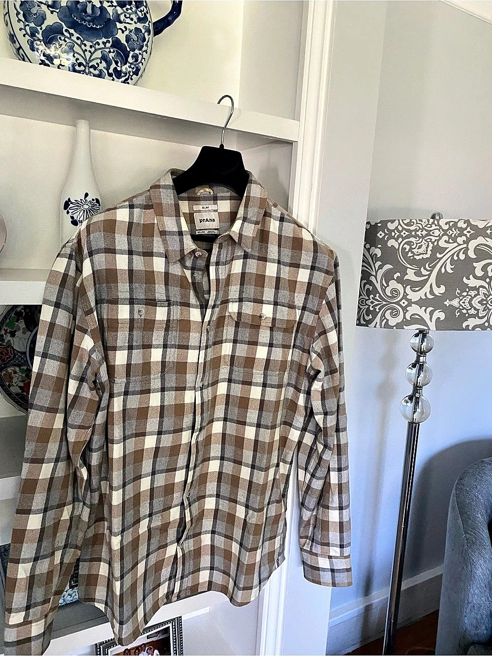 prAna Westbrook Flannel Shirt Men's Brown & White Plaid